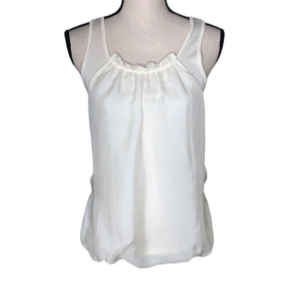 Club Monaco Cream Silk Chiffon Overlay Top - Picture 1 of 14